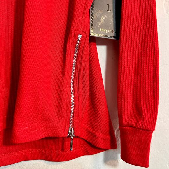 Encrypted Supply Co Shirt Womens Large Red Thermal Waffle Knit Long Sleeve NWT - Picture 7 of 8